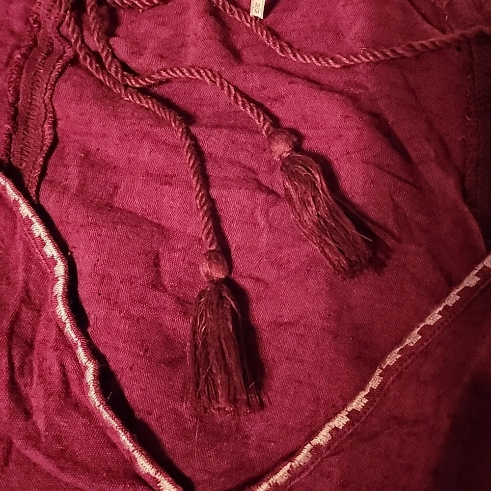 Free People Bohemian Burgundy Embroidered Dress